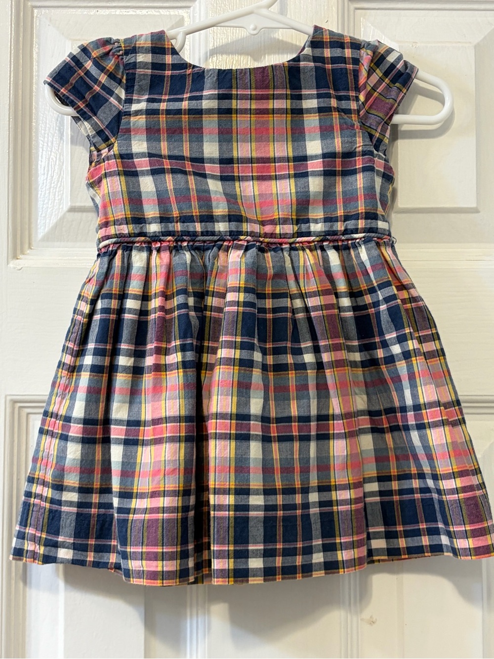Ralph Lauren Pink & Blue Colorful Multi-Check Plaid Pattern w/Gathered Skirt 6 M